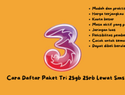 Cara Daftar Paket Tri 25gb 25rb Lewat Sms dengan Cepat dan Praktis