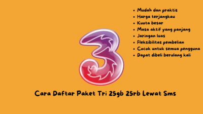 Cara Daftar Paket Tri 25gb 25rb Lewat Sms